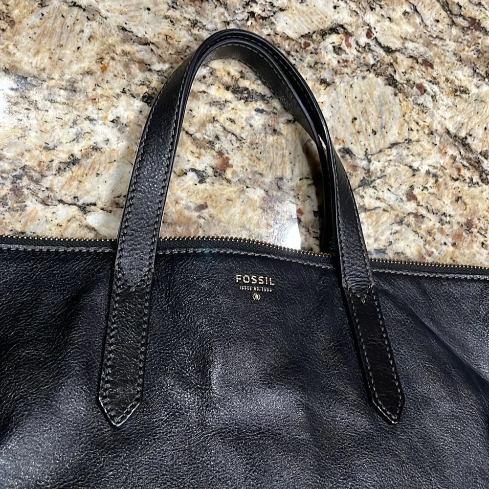 Fossil Shoulder/Laptop Bag Black Leather